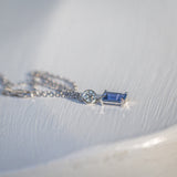 Indian Ocean | Blue Symphony - Natural Ceylon Blue Sapphire and Diamond Pendant side view