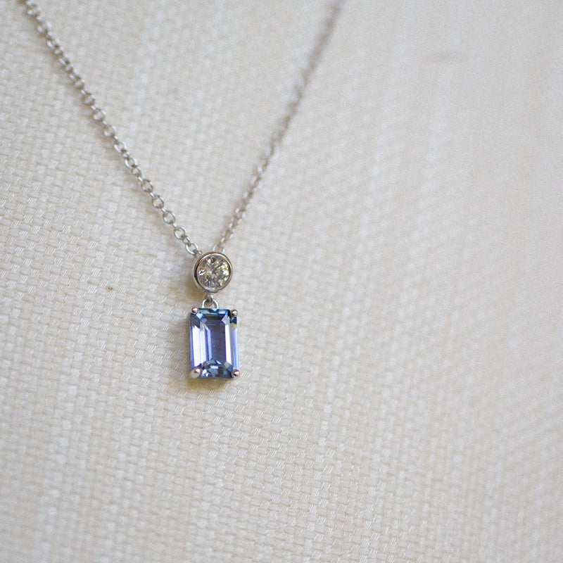 Indian Ocean | Blue Symphony - Natural Ceylon Blue Sapphire and Diamond Pendant hanging