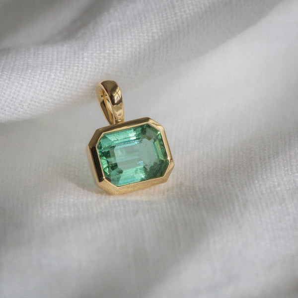 Daintree | Natural Neon Lagoon Tourmaline Pendant | "Rainforest Lagoon" front view 4