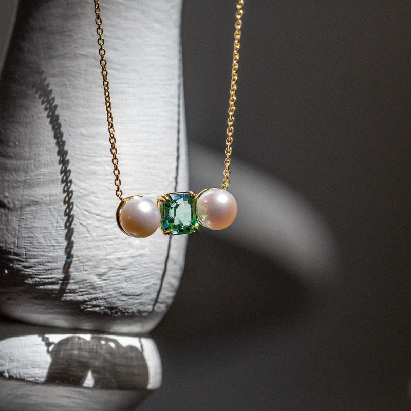 Indian Ocean | Pearls in the Forest - Lagoon Tourmaline & Akoya Pearls in light
