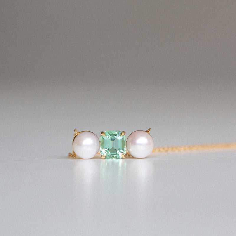 Indian Ocean | Pearls in the Forest - Lagoon Tourmaline & Akoya Pearls front view