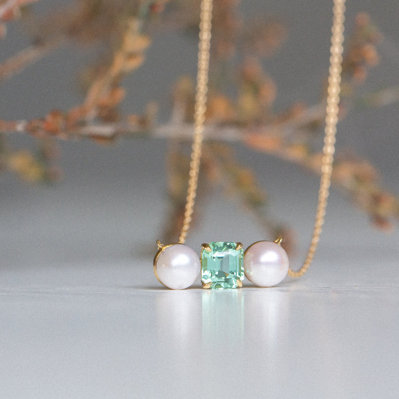 Indian Ocean | Pearls in the Forest - Lagoon Tourmaline & Akoya Pearls with chain