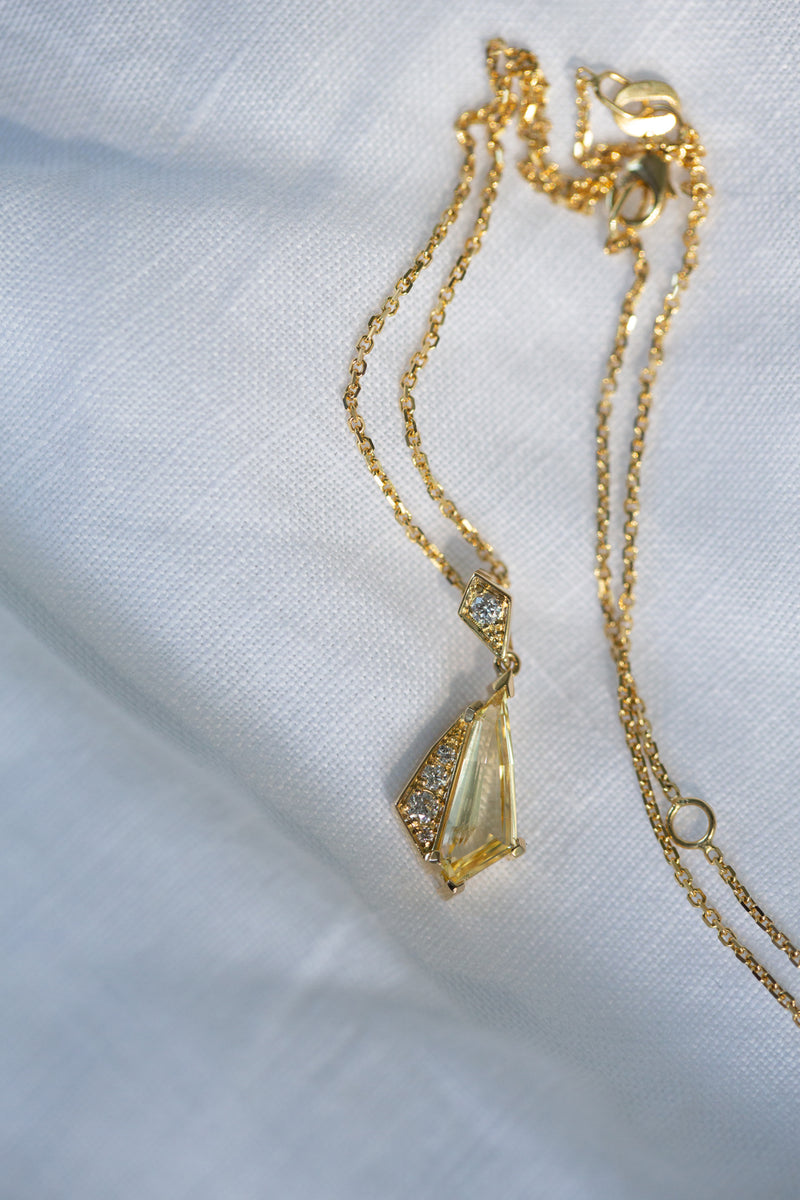Byron Bay | Freeform Geometry - Yellow Ceylon Sapphire and Natural Diamonds top down view 2
