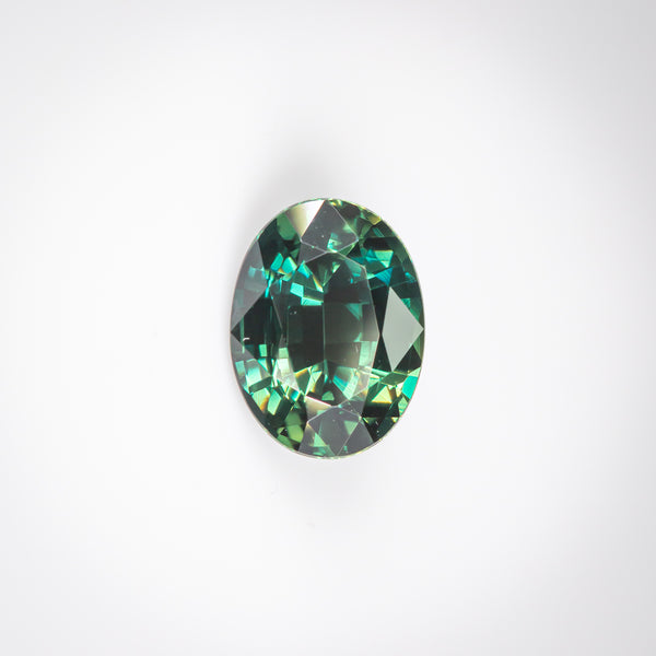 2.1Ct Bluish Green Australian Sapphire | "Summer in Daintree" | Oval Shape front view