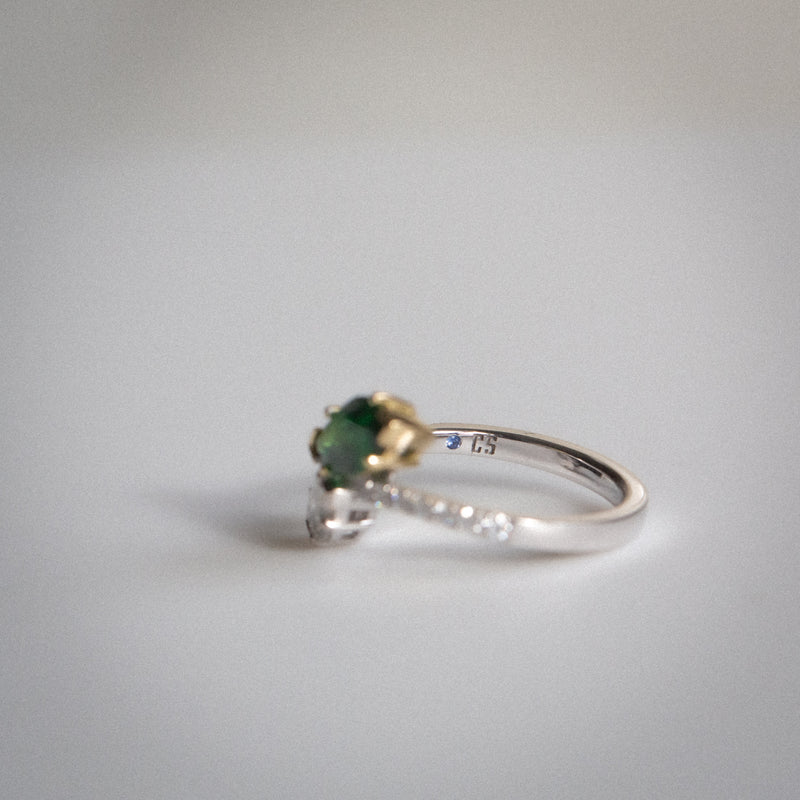 Daintree | Flutter | Toi et Moi - Natural GIA Diamond & Vivid Emerald Green Tsavorite Ring logo