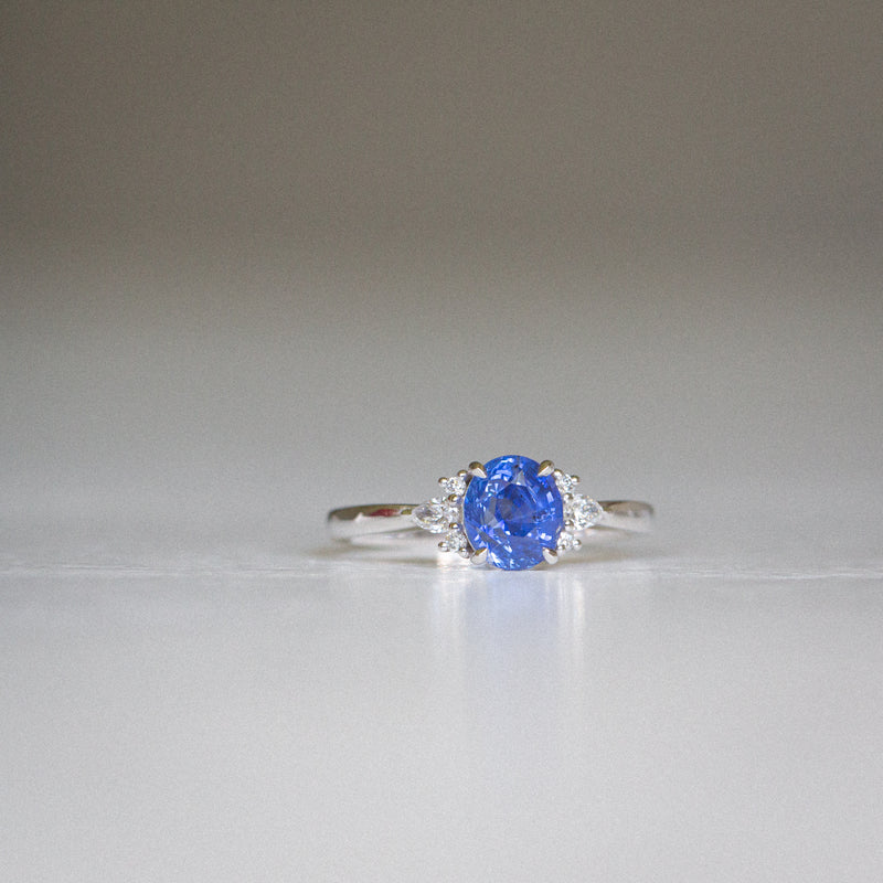 Indian Ocean | Cornflower Blue Cluster - Sapphire & Diamond Cluster Ring front view 2