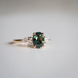 Daintree | The Forest, the Sun, and the Ocean - Parti Teal Green Sapphire & Diamonds Ring side view 2
