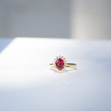 Kimberley | Wildflower - Reddish Pink Burmese Spinel & Diamonds Halo Ring sunlight