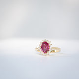 Kimberley | Wildflower - Reddish Pink Burmese Spinel & Diamonds Halo Ring front view 2
