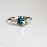 Daintree | Jungle Teal | Teal Blue Sapphire & Diamonds Front view