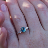 Daintree | Jungle Teal | Teal Blue Sapphire & Diamonds on fingers