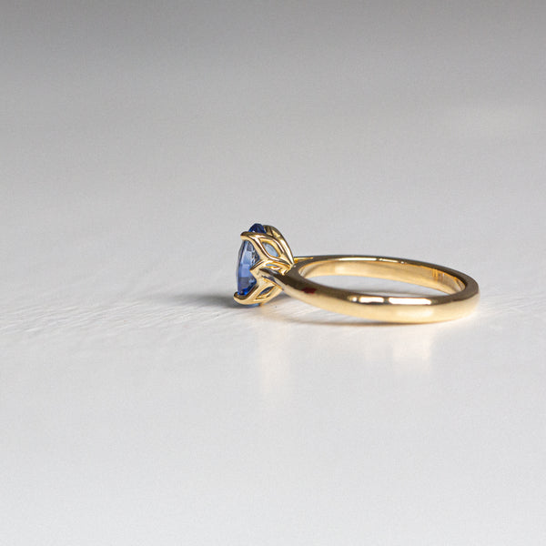 Indian Ocean | Vivid Blue Solitaire - Ceylon Sapphire Ring side view