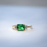 Daintree | Lush Kijani Green Tsavorite & Diamonds Art Deco Ring closeup