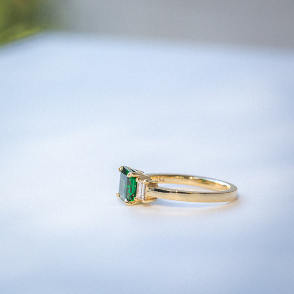 Daintree | Lush Kijani Green Tsavorite & Diamonds Art Deco Ring side view