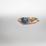 Indian Ocean | Blue Lotus | Blue & Padparadscha Pink Ceylon Sapphires Ring side view