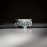 Indian Ocean | Paraiba Cluster - Neon Blue Paraiba Tourmaline & Diamonds Eternity Ring closeup