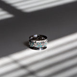 Indian Ocean | Paraiba Cluster - Neon Blue Paraiba Tourmaline & Diamonds Eternity Ring side view