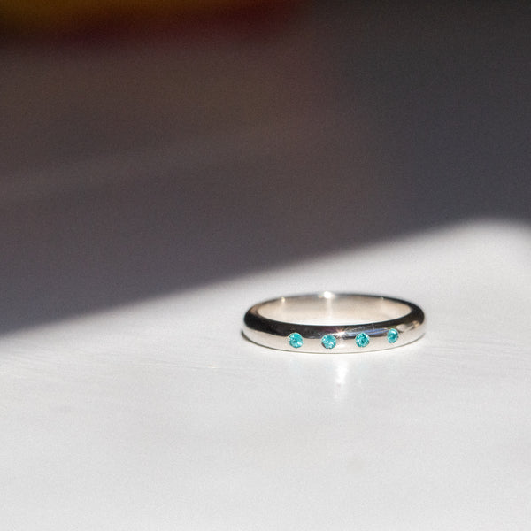 Indian Ocean | Paraiba Stacker - Neon Blue Paraiba Tourmaline in sunlight