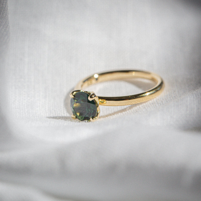 Daintree | "Summer in a Rainforest" | Green Australian Sapphire Ring side view 3