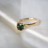 Daintree | "Summer in a Rainforest" | Green Australian Sapphire Ring side view with sunlight

