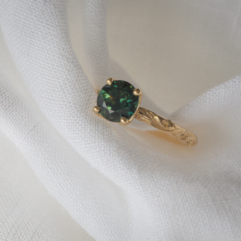 Daintree | "Gum Forest" | One of One | Hand Engraved Green Australian Sapphire Ring 6