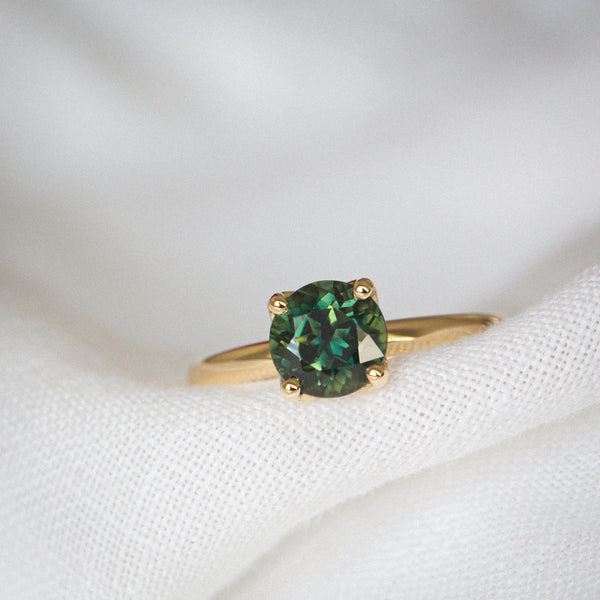 Daintree | "Summer in a Rainforest" | Green Australian Sapphire Ring front view