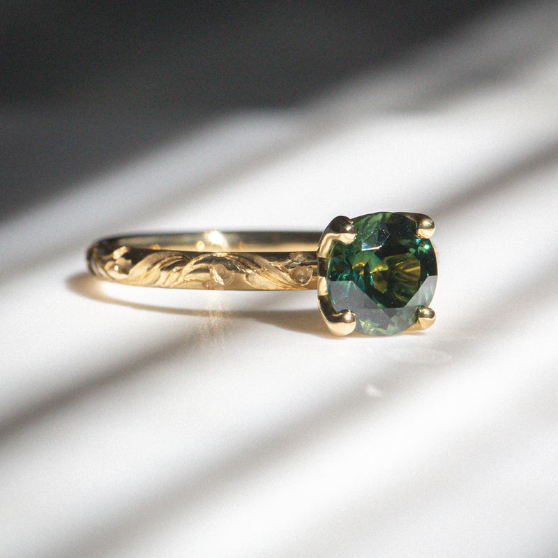 Daintree | "Gum Forest" | One of One | Hand Engraved Green Australian Sapphire Ring 4