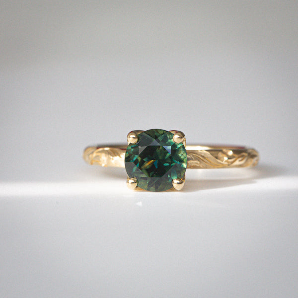 Daintree | "Gum Forest" | One of One | Hand Engraved Green Australian Sapphire Ring 2
