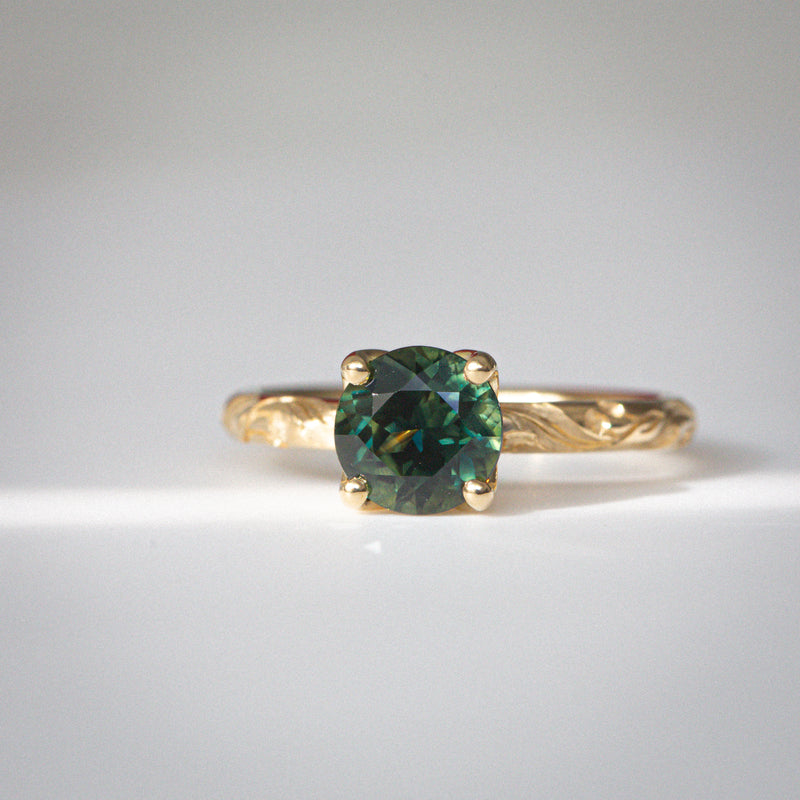 Daintree | "Gum Forest" | One of One | Hand Engraved Green Australian Sapphire Ring 2