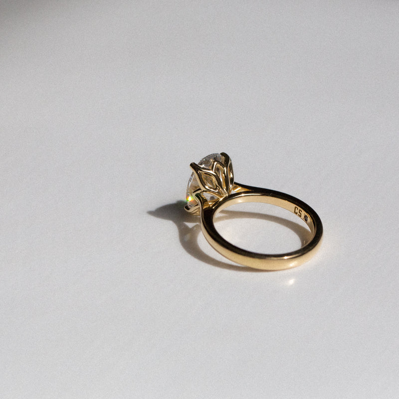 Byron Bay | Classic Oval Solitaire - 3.3Ct GIA Certified D, VS1 Lab Diamond Ring floral basket