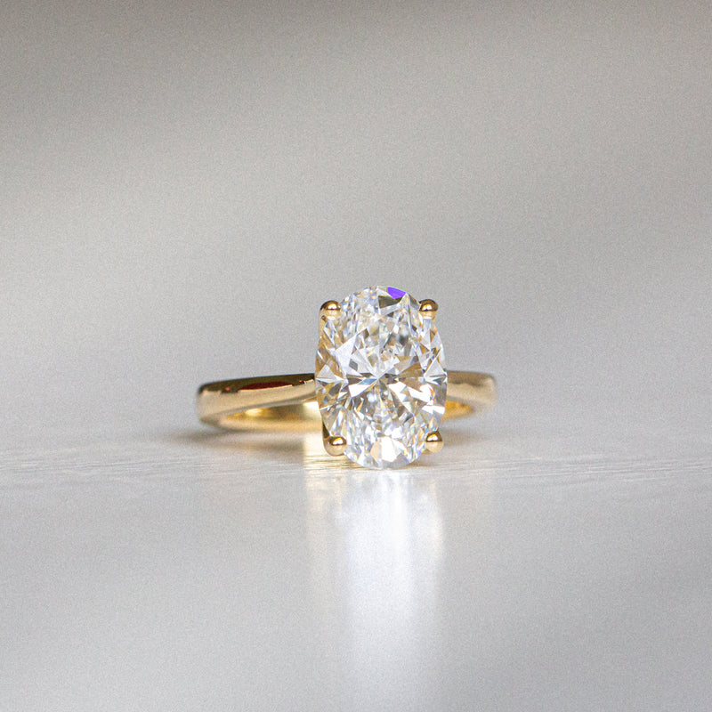 Byron Bay | Classic Oval Solitaire - 3.3Ct GIA Certified D, VS1 Lab Diamond Ring front view