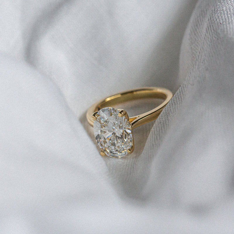 Byron Bay | Classic Oval Solitaire - 3.3Ct GIA Certified D, VS1 Lab Diamond Ring in soft cloth