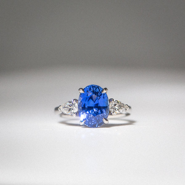 Indian Ocean | Soft Velvet - Velvet Blue Ceylon Sapphire Ring in daylight indoors