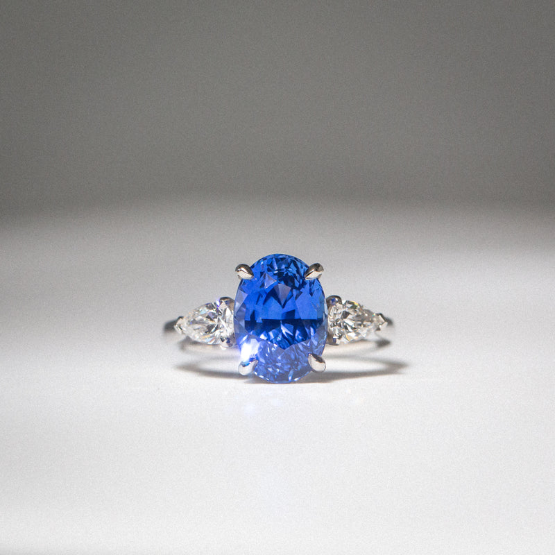 Indian Ocean | Soft Velvet - Velvet Blue Ceylon Sapphire Ring in daylight indoors