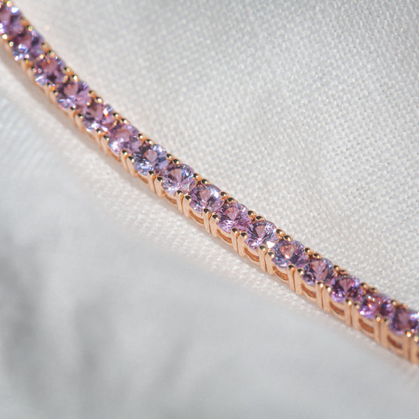Indian Ocean | "Valensole" | 6Ctw+ Natural Lilac Sapphires Tennis Bracelet close up view