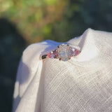 Kimberley | 'Grace of Sakura' | Natural GIA Certified I,VVS1,EX Diamond & Pastel Pink Sapphires Ring sunlight video