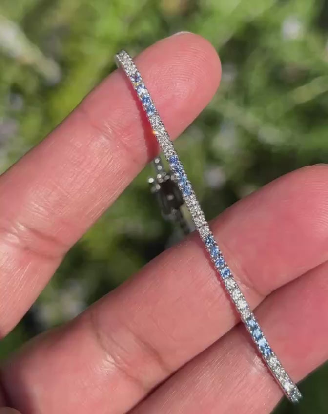 Indian Ocean | 2.4Ctw+ Ceylon Blue Sapphires & Diamonds Tennis Bracelet video
