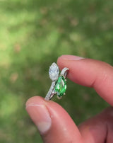 Daintree | Flutter | Toi et Moi - Natural Flawless Diamond & Vivid Emerald Green Tsavorite Ring video