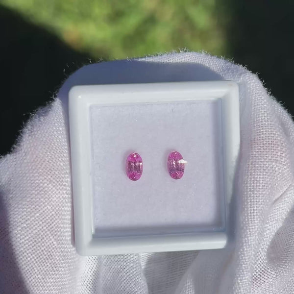 0.6Ctw+ 5.1x3.1mm Pair of Sakura Pink Ceylon Sapphires | Oval Shape