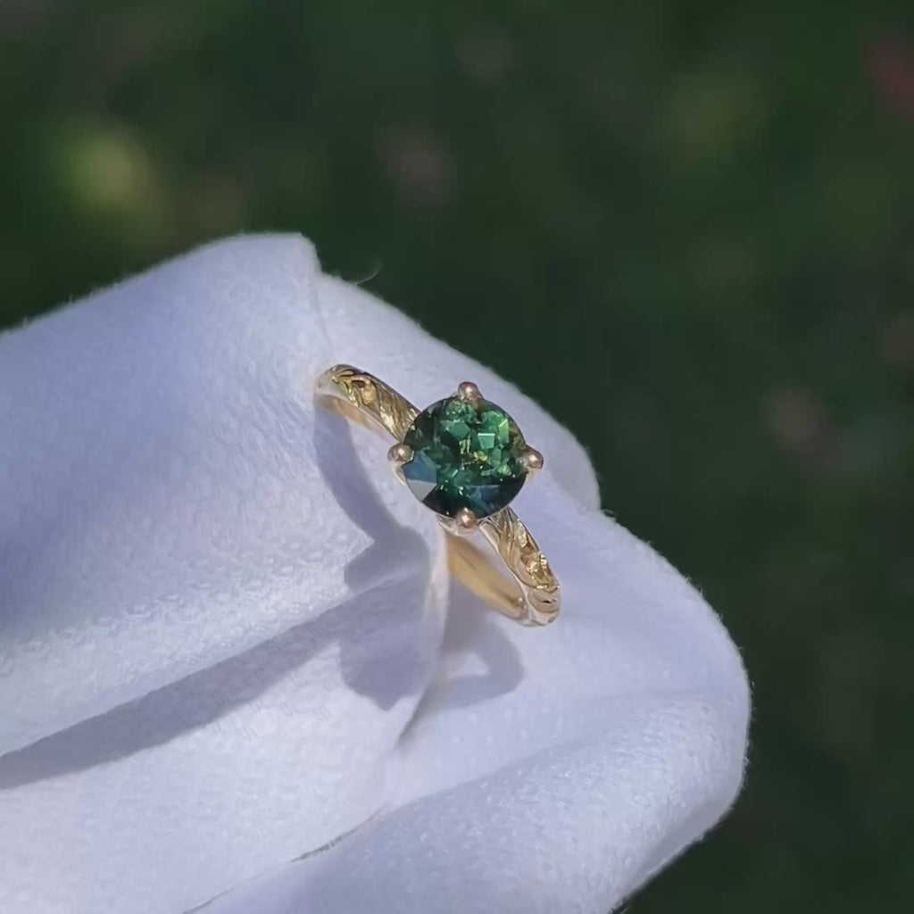 Daintree | "Gum Forest" | One of One | Hand Engraved Green Australian Sapphire Ring video