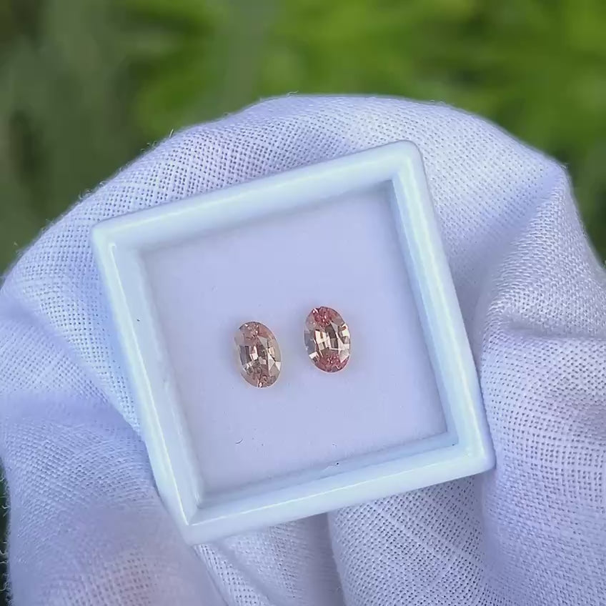 1.02Ctw 6x4mm Pair of Orange Sapphires | Oval Shape video