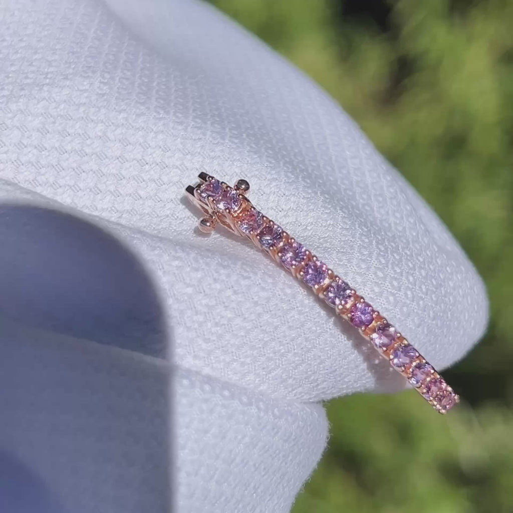 Indian Ocean | "Valensole" | 6Ctw+ Natural Lilac Sapphires Tennis Bracelet video