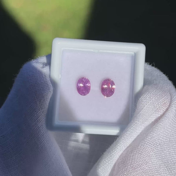 1.36Ctw 6.0x4.6mm Pair of Unheated Purplish Pink Ceylon Sapphires | Oval Shape
