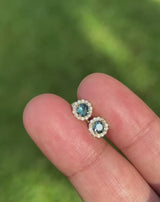 Daintree | Halo Earrings - Teal Sapphires & Lab Diamonds Sunlight Video
