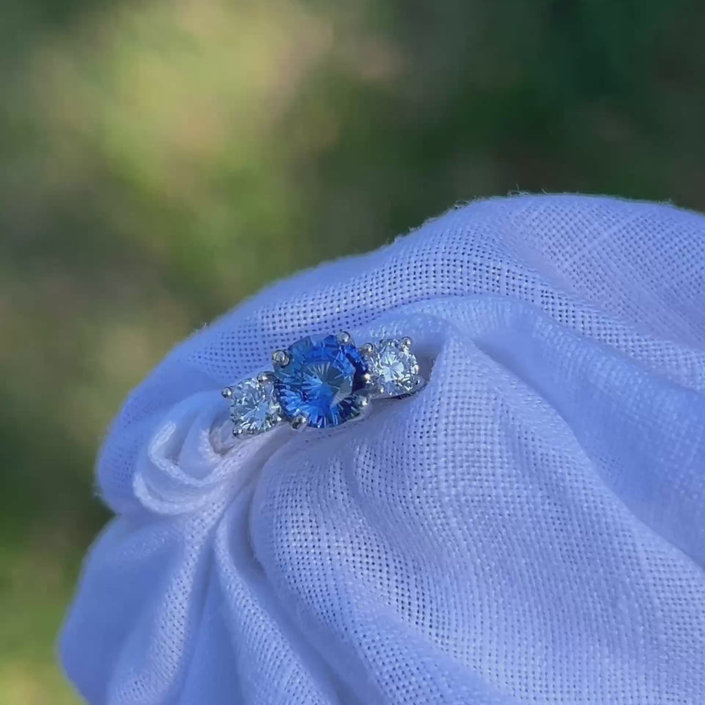 'Blue scintillations' | Ceylon Blue Sapphire & Diamonds Ring – CEYLON ...