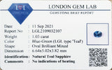 1.03Ct Tiffany Teal Sapphire  Oval Shape lab certificate