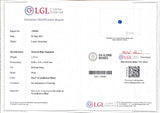 Cornflower Blue Sapphire & Diamonds Ring lab certificate