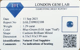 1.29Ct Blue Green Teal Sapphire  Cushion Shape lab certificate