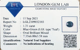 1.31Ct Blue Green Teal Sapphire  Oval Shape lab certificate