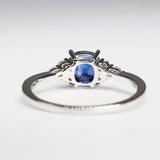 Royal Blue Sapphire & Diamonds Ring - back view
